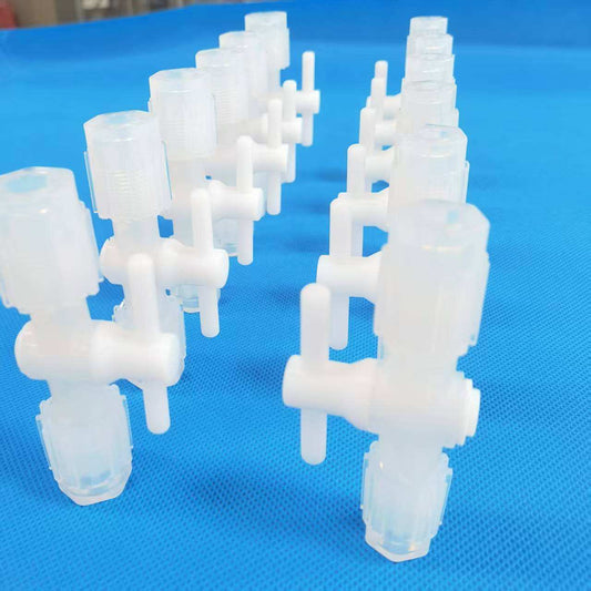 PFA Straight-Through Needle Valve, Hand-Operated Plug Type