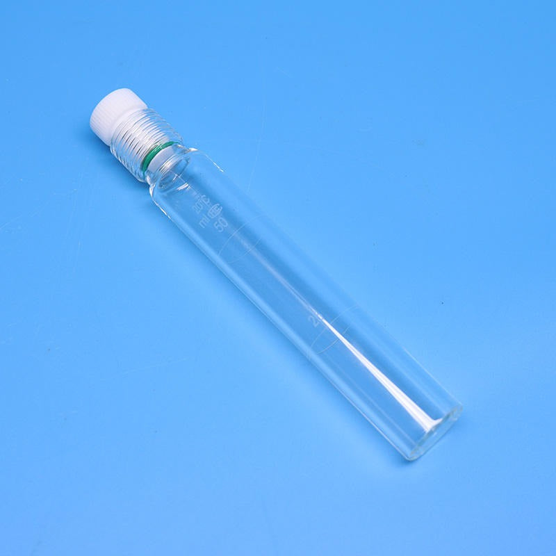 Glass Pressure Reaction Tube with PTFE Screw Plug, Flat Bottom