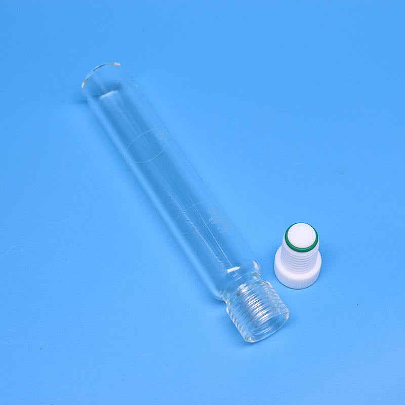 Glass Pressure Reaction Tube with PTFE Screw Plug, Flat Bottom