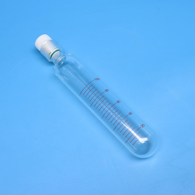Glass Pressure Reaction Tube with PTFE Screw Plug, Flat Bottom