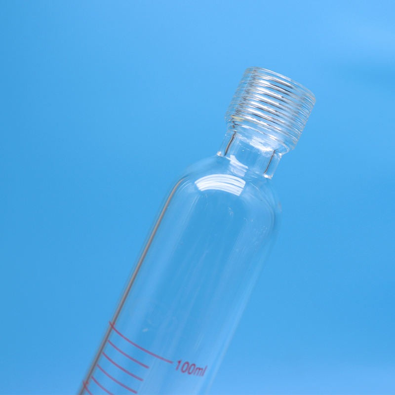 Glass Pressure Reaction Tube with PTFE Screw Plug, Flat Bottom