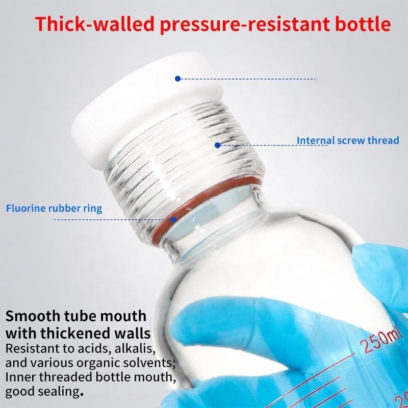 Glass Pressure Reaction Tube with PTFE Screw Plug, Round Bottom