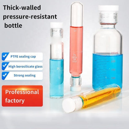 Glass Pressure Reaction Tube with PTFE Screw Plug, Round Bottom