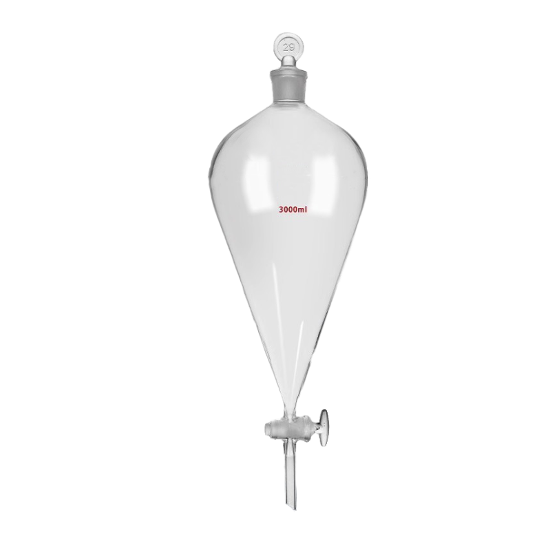 Pear-Shaped Separatory Funnel, Glass Stopcock, Glass Lid