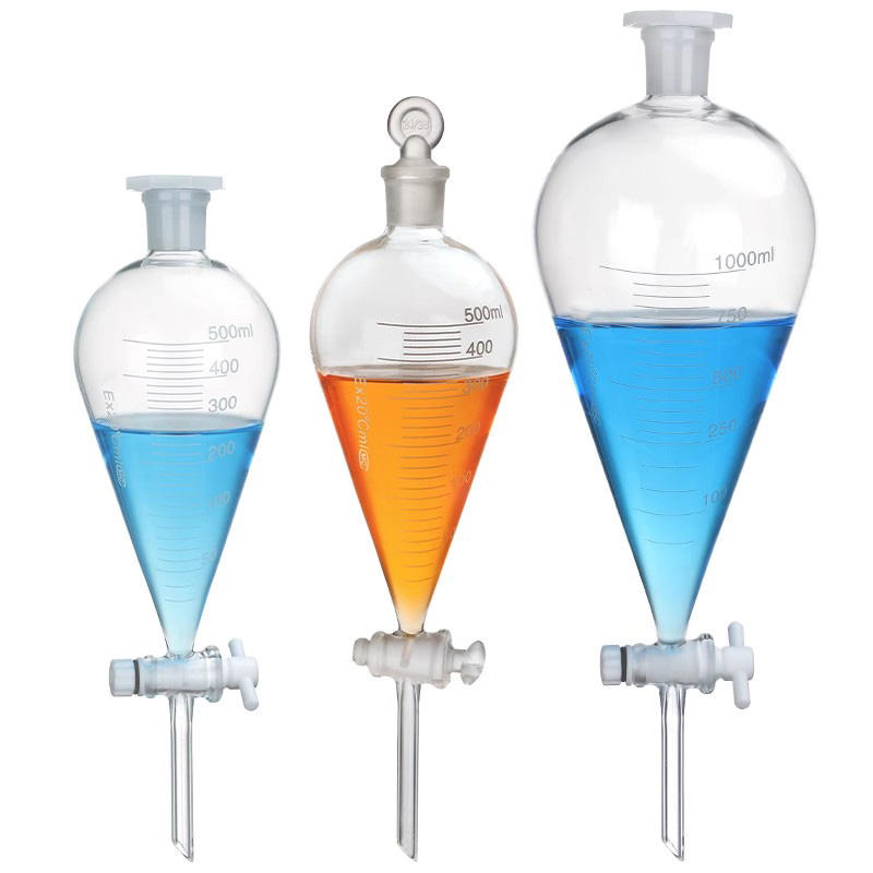 Pear-Shaped Separatory Funnel, PTFE Stopcock