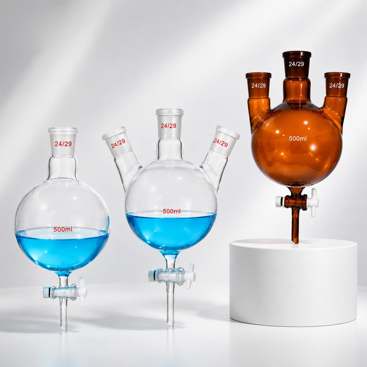 Spherical Separatory Funnel, Clear, One Neck