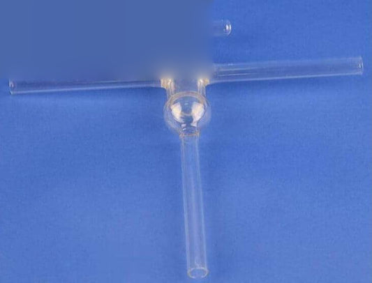 T-shaped three-way vacuum tap with glass stopcock