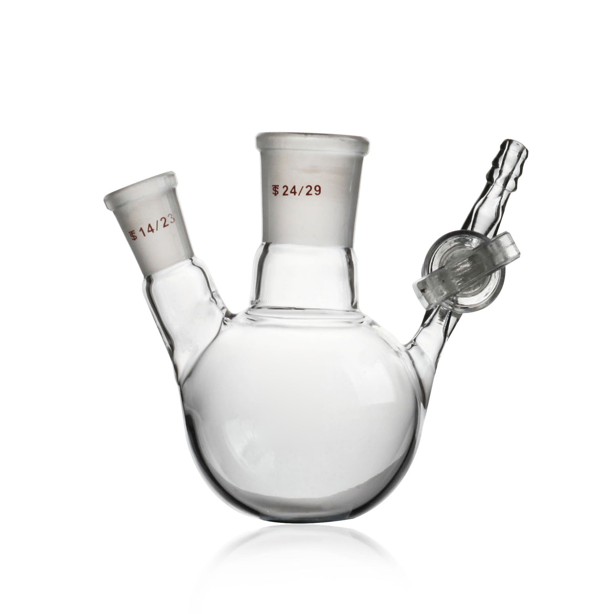 Two-Neck Round-Bottom Reaction Flask with Side Glass Stopcock